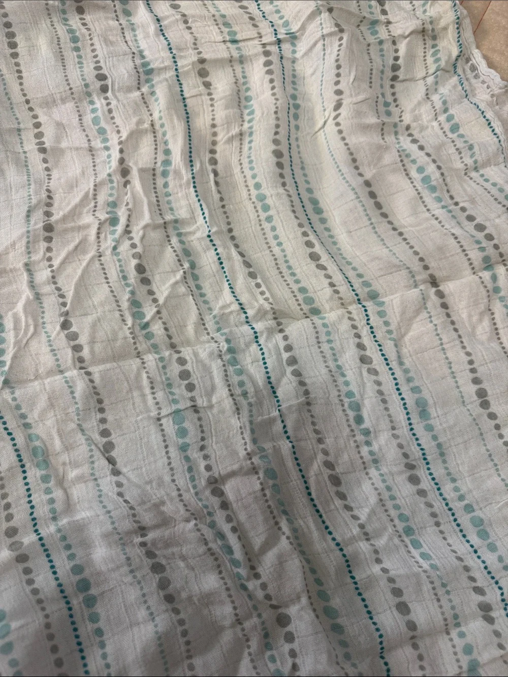 Aden & Anais Bamboo Cotton Light Dot-Stripe White, Gray & Teal